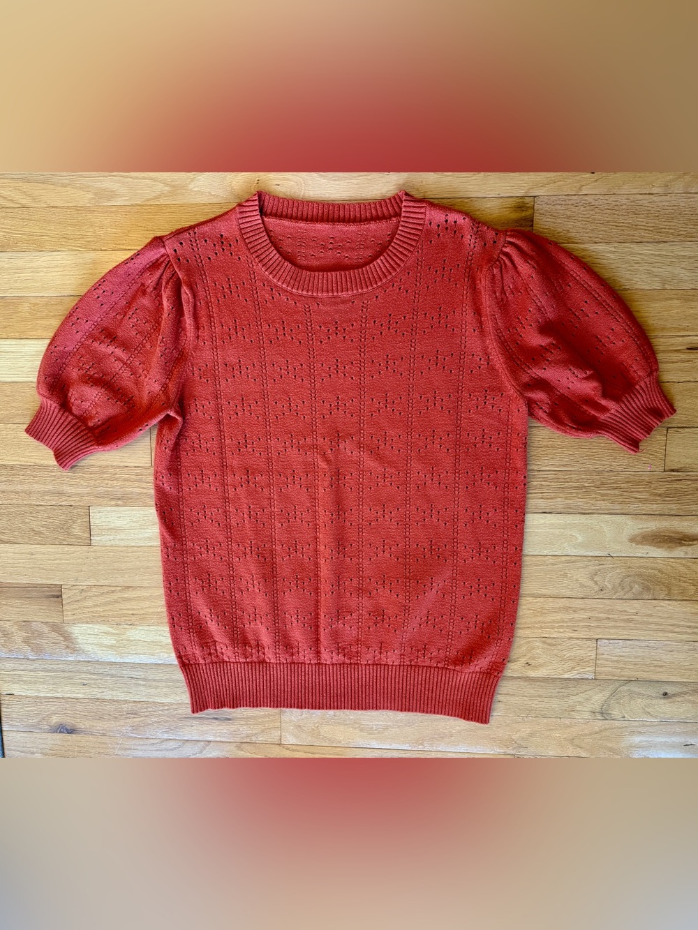 Women’s Orange Short Sleeve Knit Sweater
